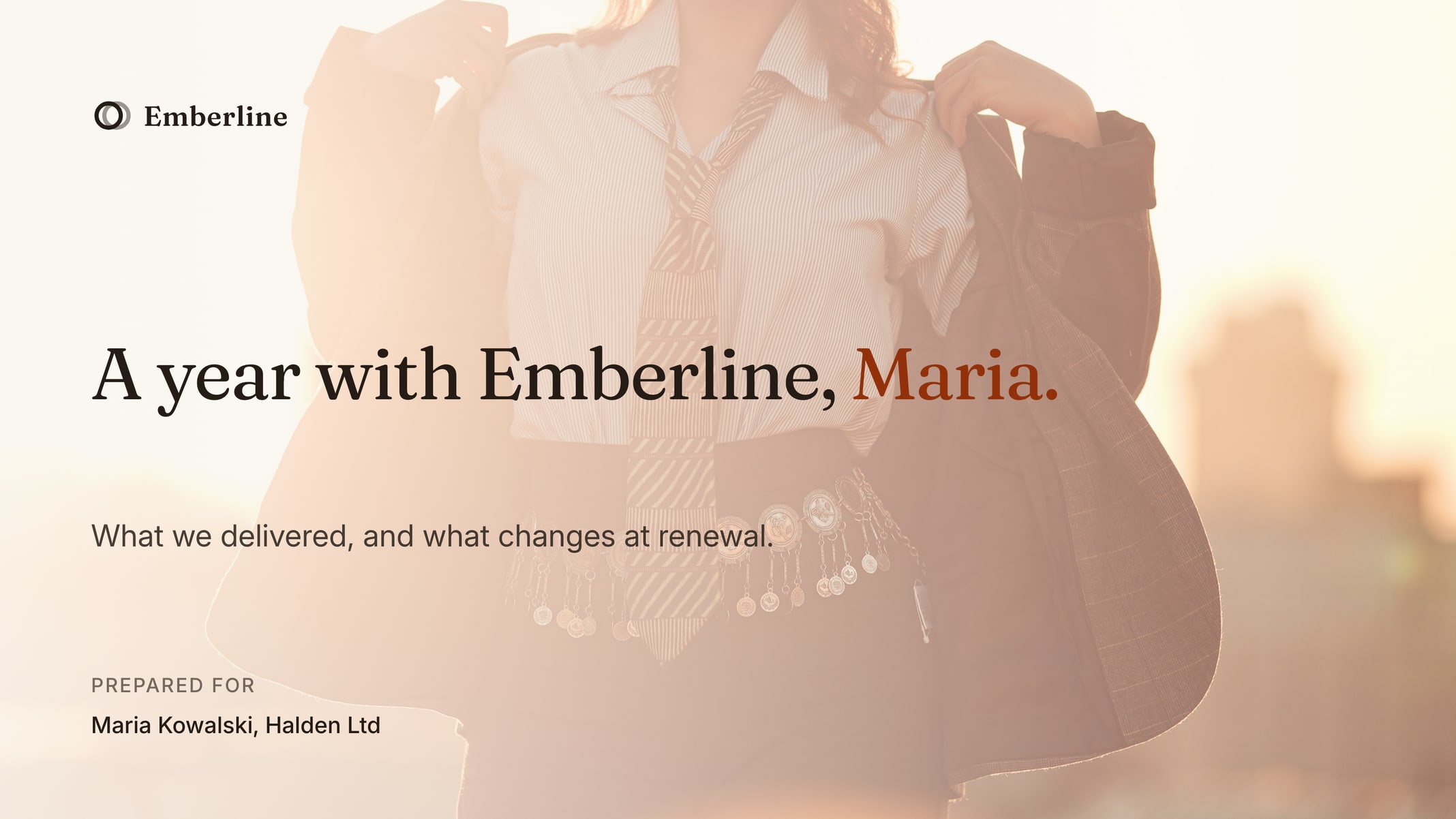 A renewal cover in the Emberline sample brand kit